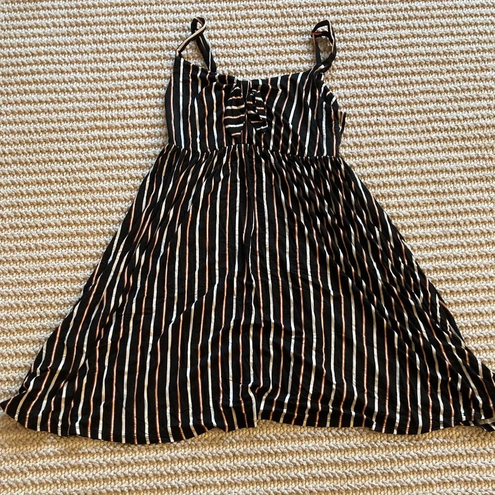 Torrid Womens Striped Mini Dress Adjustable Strap Sleeveless Size 1 Black